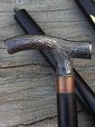 Vintage Antique Wooden Walking Cane With Brass Handle     Gift