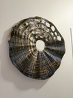 Mid-century Flamed Metal Wall Sculpture - Torch Cut Lotus Seed Pod Disk Wall Art