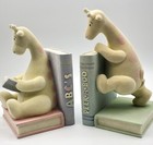 Vintage Baby Giraffe Nursery Room Decor Bookends Fuzzy Unisex Shower Gift Baby