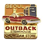 Outback Steakhouse Pinback Seoul Chongdam Store International Metal Back Rare