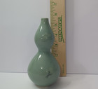 Vintage Celadon Korean Double Gourd Vase 5 3 4 Inches Green With Flying Cranes