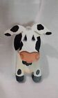 Wood Art Rustic Whimsical Cow Wall Hanging Single Hook White Black Hand Painted