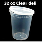 32oz Round Clear Plastic Deli Food soup Restaurant Storage Container Cup W  Lids