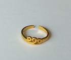  925 Sterling Silver Gold Tone Adjustable Swirl Wave Toe Ring New 