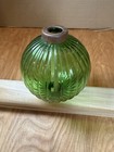 Antique Vintage Pleated Round Green Glass Lightning Rod Ball