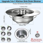 Kitchen Sink Drain Strainer 3 In 1 Stainless Steel Pop Up Stopper Food Catcher