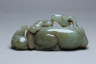 Chinese Antique Old Hetian Jade Hand-carved Sheep Yuyi Hand-held Pieces Statues