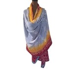 Lhandmade Indian Bandhani Dupatta Shawl Scarf Beaded Boho Wrap 90x40 Euc