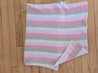 Carters Pink White Green Stripe Chenille Baby Blanket Security Lovey Soft