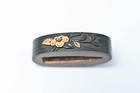 Fuchi Kashira Japanese Antique Mumei Balloon Flower Design Shakudo Edo Era