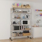 6 Tier Wire Shelving Heavy Duty Adjustable Metal Shelf Storage Rack With Wheels