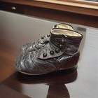 Antique Victorian Black Leather Baby Toddler Shoes 5 Button Up High Top Lovely