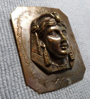 Large Vintage Antique Metal Picture Button 3d Egyptian Person