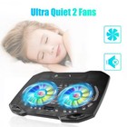Laptop Cooling Pad 2 Quiet Fan Rgb Led Gaming Notebook Cooler Mat For 11-15 6 In