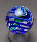 1 3   Blue Marble With Dichroic And Ribbon Core  Toseland Glass  Contemporary
