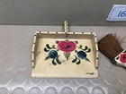 Vintage Hand Made - Painted Wooden Dust Pan Tray Flowers Broom - Signed Maggi