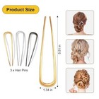3 Pcs French Hair Pin For Women  5 5 Inch Metal U-shaped Hair Clip For Long 