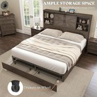 2-piece Bedroom Set With Bookcase Bed And 6-drawer Dresser  Farmhouse Wood