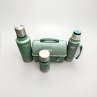 Vintage Stanley Hammertone Green 4-piece Set  10qt Lunch Box   3 Thermoses