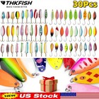 30pcs Fishing Lures Metal Spinner Baits Bass Tackle Crankbait Trout Metal Spoon