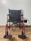 Medline Ultralight Transport Wheelchair   300 Lb - Red  Mds808200f3r 19in 