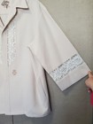 Beau Tiki Iolani Hawaii Vintage Tan Lace Detail Hawaiian Button-up Shirt Size Xl