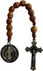 Meaningful 9-inch Catholic Rosary With Brown Wood Beads   Antique Silver Detail