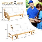 Patio Convertible Sofa Daybed Solid Wood Adjustable Furniture Cushion Turquoise