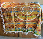 Vintage Embroidered Wall Hanging Tapestry Boho Textile Art With Fringe Trim