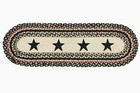 New Primtive Table Runner Colonial Star Tread Braided Jute 27 l Black Red Tan