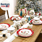 16 Pcs Santa Christmas Dishes Dinnerware Set For 4 Guest Holiday Dinner Plates C