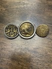 Antique Victorian Era Brass Pictorial Buttons Lot Of 3 Crane Heron 1890 To 1920
