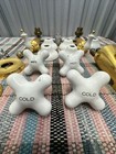 Vintage Porcelain Brass Faucet Knobs Spout Cold Hot Waste Hardware Restoration