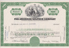 Pan American Sulphur Company 2 Color Stock Certificate Set