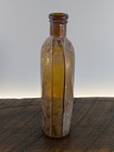 Antique Yellow Amber Strap Side Whiskey Late 1800s Applied Top 7-1 8 