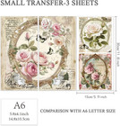 Olycraft 3pcs set Rose Rub On Transfers For Furniture And Crafts 6x12 Inch Vi   