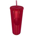 Starbucks Hot Pink 24 Oz Shiny Diamond Studded Tumbler Cold Cup With Straw