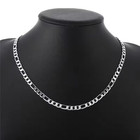 Elegant 925 Sterling Silver Mens Boys Figaro Solid 12mm Chain Necklace Gift Bag