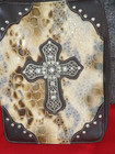 Vintage Bible Cover Case Gemstone Cross Faux Leather 10x8x2 In