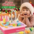 Kids Pretend Cooking Kitchen Sink Set Dishwasher Toy Faucets And Food