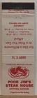 Poor Jim s Steak House Raytown Mo Missouri Vintage Matchbook Cover