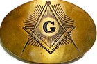 Masonic Freemason Belt Buckle Baron Solid Brass 5038 Vtg Taiwan