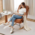 Rocking Chair Nursery Leather Glider Rocker With High Backrest  Upholstered For 