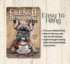 French Bulldog Coffee Bar Sign Decor Wall Art Bull Dog Funny Kitchen Metal Tin
