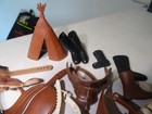 Huge Lot Of Marx Johnny West Brown Cowboy Saddle Bag Boots Accessories Other N10
