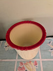 Vintage 1940 50s Yellow Glass Flower Pot American Artware Red Rim 5 25 country 