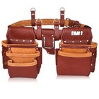 Trutuch Maroon Leather Tool Belt With Suspender   Framers Tool Bag   Tool Belt