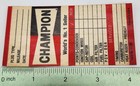Vintage Champion Spark Plug Service Sticker