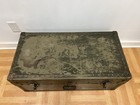 Vintage Military Foot Locker W Tray Wood Trunk Chest Storage Green Box Army Us