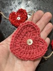     new Cute Hand Crochet Pink Red Hearts Bunting Window Camper Christmas Gift